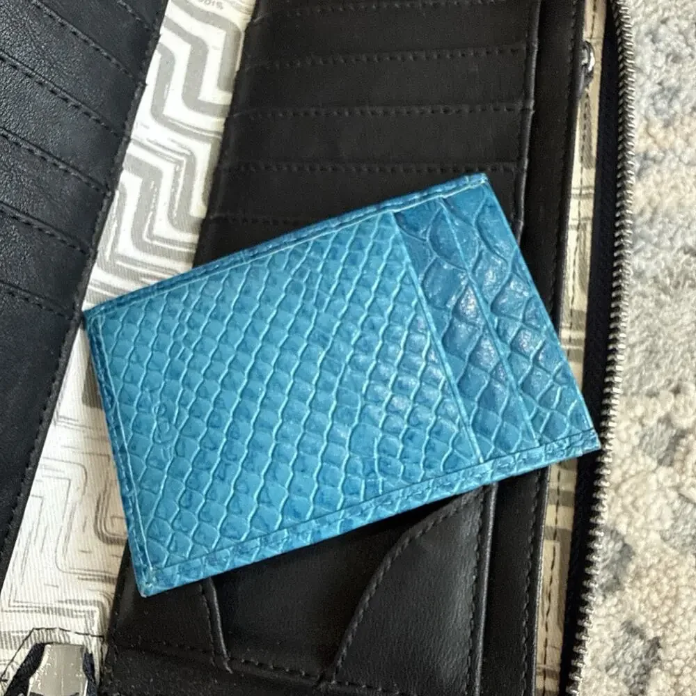 LODIS IRIS PYTHON EMBOSSED ZIP AROUND WALLET BLUE